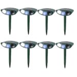 8 Pack Ultrasonic Armadillo Repeller - Solar Powered and With Flashing Light - Get Rid of Armadillos
