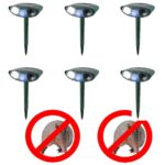 6 Pack Ultrasonic Armadillo Repeller - Solar Powered and With Flashing Light - Get Rid of Armadillos