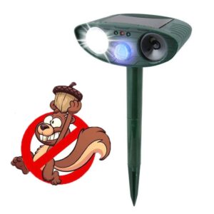1 Pack Ultrasonic Squirrel Repeller - Solar Powered - Get Rid of Squirrels with Flashing Light