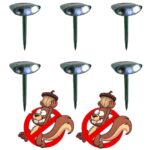 6 Pack Ultrasonic Squirrel Repeller - Solar Powered - Get Rid of Squirrels with Flashing Light
