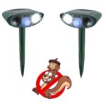 2 Pack Ultrasonic Squirrel Repeller - Solar Powered - Get Rid of Squirrels with Flashing Light