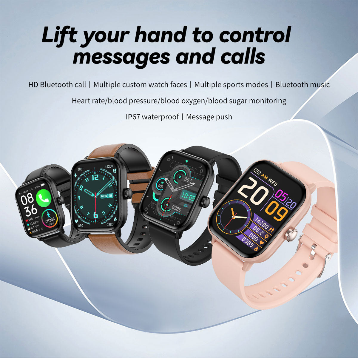 Blood Glucose Monitoring Smartwatch. Smart Watch for Non-Invasive Blood Glucose Testing. Stylish Smart Watch with Blood Oxygen Tracking