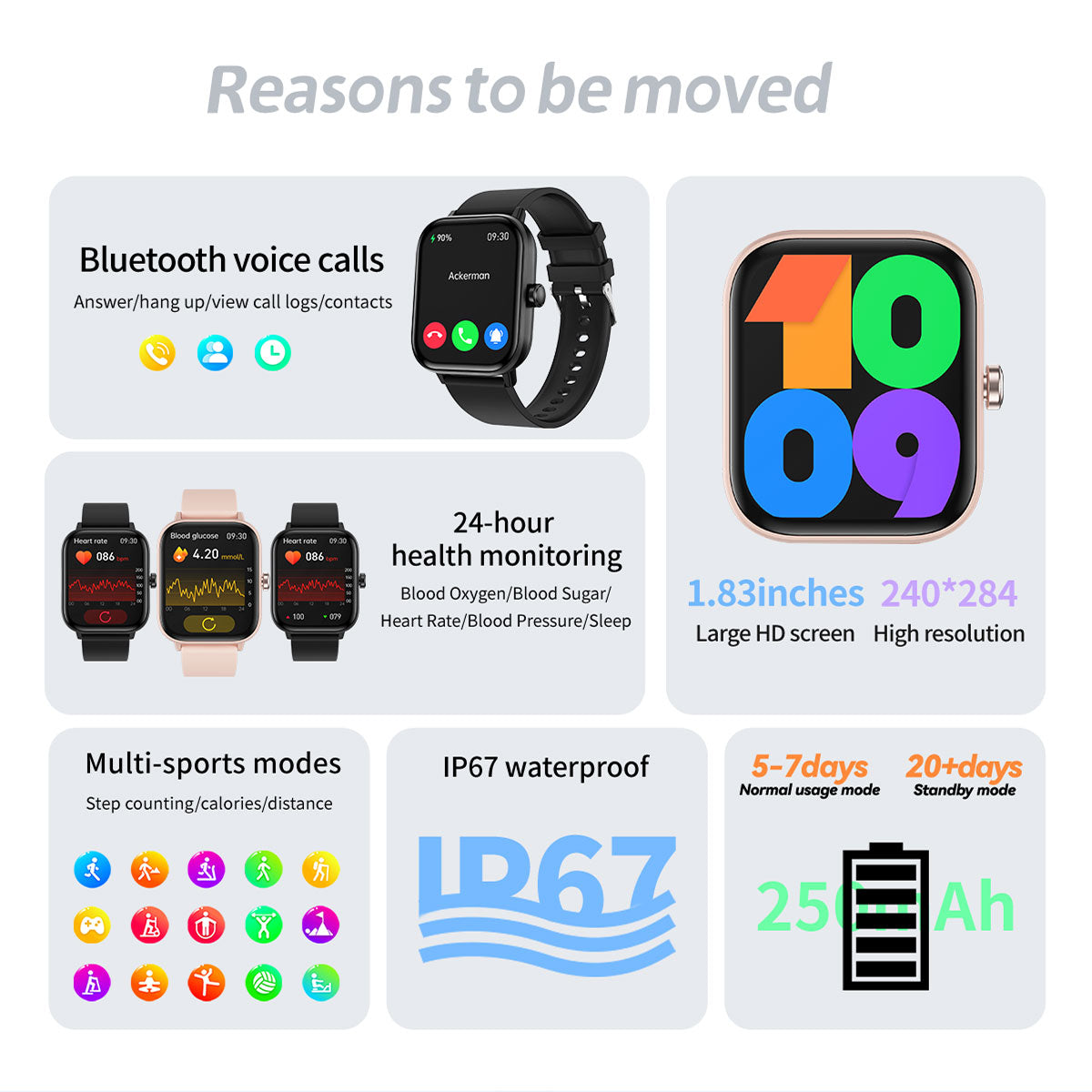 Blood Glucose Monitoring Smartwatch. Smart Watch for Non-Invasive Blood Glucose Testing. Stylish Smart Watch with Blood Oxygen Tracking