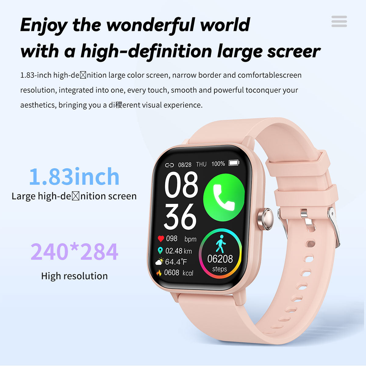 Blood Glucose Monitoring Smartwatch. Smart Watch for Non-Invasive Blood Glucose Testing. Stylish Smart Watch with Blood Oxygen Tracking