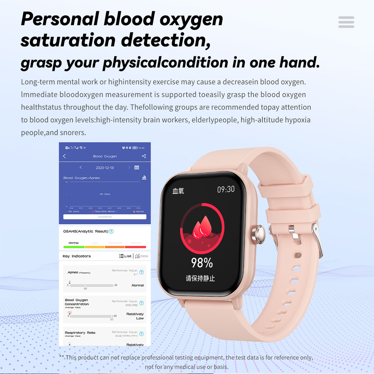 Blood Glucose Monitoring Smartwatch. Smart Watch for Non-Invasive Blood Glucose Testing. Stylish Smart Watch with Blood Oxygen Tracking