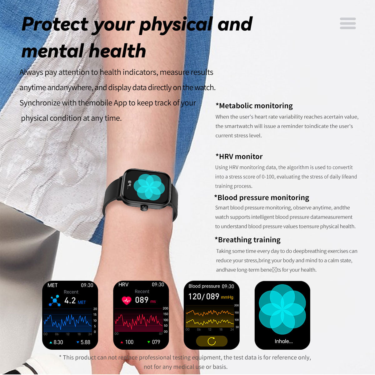 Blood Glucose Monitoring Smartwatch. Smart Watch for Non-Invasive Blood Glucose Testing. Stylish Smart Watch with Blood Oxygen Tracking