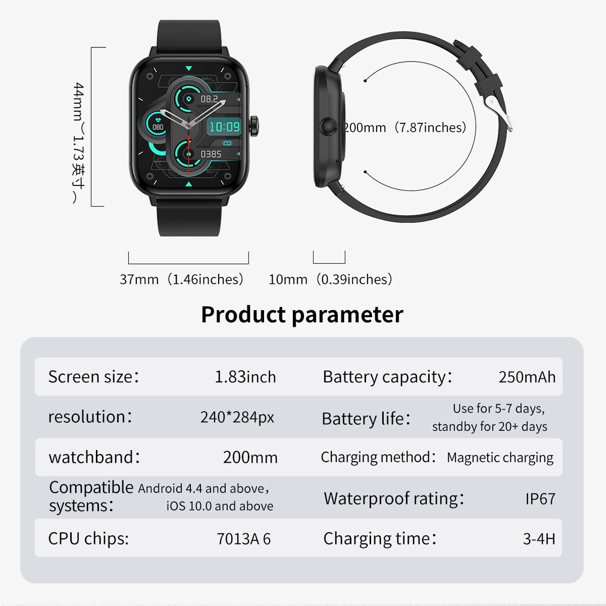Blood Glucose Monitoring Smartwatch. Smart Watch for Non-Invasive Blood Glucose Testing. Stylish Smart Watch with Blood Oxygen Tracking